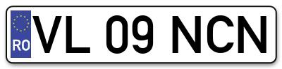 Placuta inmatriculare numar auto  VL-09-NCN, VL 09 NCN, VL09NCN