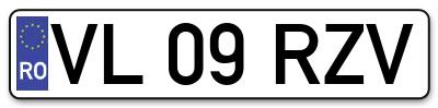 Placuta inmatriculare numar auto  VL-09-RZV, VL 09 RZV, VL09RZV
