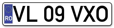 Placuta inmatriculare numar auto  VL-09-VXO, VL 09 VXO, VL09VXO