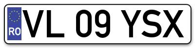 Placuta inmatriculare numar auto  VL-09-YSX, VL 09 YSX, VL09YSX
