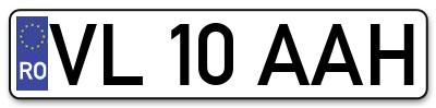 Placuta inmatriculare numar auto  VL-10-AAH, VL 10 AAH, VL10AAH
