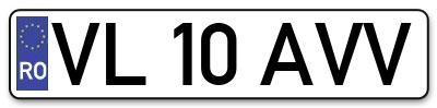 Placuta inmatriculare numar auto  VL-10-AVV, VL 10 AVV, VL10AVV