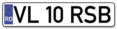 Placuta inmatriculare numar auto  VL-10-RSB, VL 10 RSB, VL10RSB