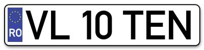 Placuta inmatriculare numar auto  VL-10-TEN, VL 10 TEN, VL10TEN