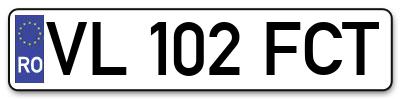 Placuta inmatriculare numar auto  VL-102-FCT, VL 102 FCT, VL102FCT