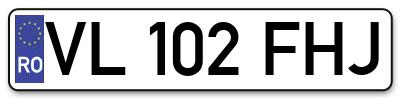 Placuta inmatriculare numar auto  VL-102-FHJ, VL 102 FHJ, VL102FHJ