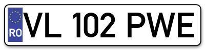 Placuta inmatriculare numar auto  VL-102-PWE, VL 102 PWE, VL102PWE