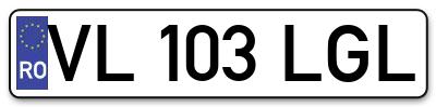 Placuta inmatriculare numar auto  VL-103-LGL, VL 103 LGL, VL103LGL