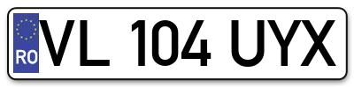 Placuta inmatriculare numar auto  VL-104-UYX, VL 104 UYX, VL104UYX