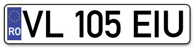 Placuta inmatriculare numar auto  VL-105-EIU, VL 105 EIU, VL105EIU