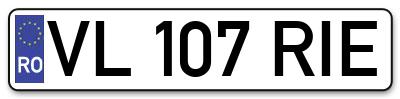 Placuta inmatriculare numar auto  VL-107-RIE, VL 107 RIE, VL107RIE