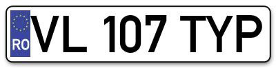 Placuta inmatriculare numar auto  VL-107-TYP, VL 107 TYP, VL107TYP