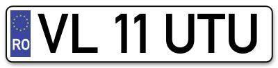 Placuta inmatriculare numar auto  VL-11-UTU, VL 11 UTU, VL11UTU