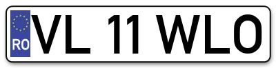Placuta inmatriculare numar auto  VL-11-WLO, VL 11 WLO, VL11WLO