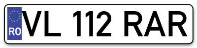 Placuta inmatriculare numar auto  VL-112-RAR, VL 112 RAR, VL112RAR