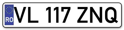 Placuta inmatriculare numar auto  VL-117-ZNQ, VL 117 ZNQ, VL117ZNQ