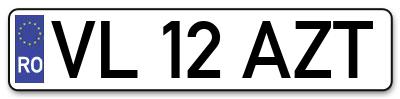 Placuta inmatriculare numar auto  VL-12-AZT, VL 12 AZT, VL12AZT