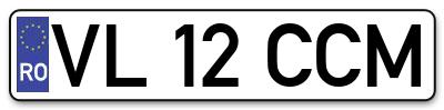 Placuta inmatriculare numar auto  VL-12-CCM, VL 12 CCM, VL12CCM