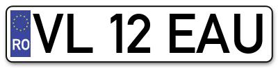 Placuta inmatriculare numar auto  VL-12-EAU, VL 12 EAU, VL12EAU