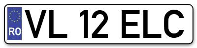 Placuta inmatriculare numar auto  VL-12-ELC, VL 12 ELC, VL12ELC