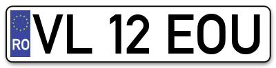 Placuta inmatriculare numar auto  VL-12-EOU, VL 12 EOU, VL12EOU