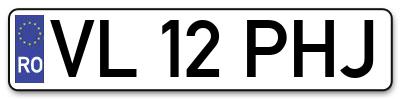 Placuta inmatriculare numar auto  VL-12-PHJ, VL 12 PHJ, VL12PHJ