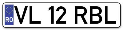 Placuta inmatriculare numar auto  VL-12-RBL, VL 12 RBL, VL12RBL