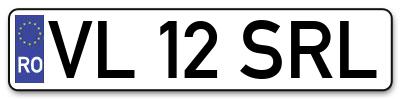 Placuta inmatriculare numar auto  VL-12-SRL, VL 12 SRL, VL12SRL