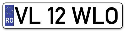Placuta inmatriculare numar auto  VL-12-WLO, VL 12 WLO, VL12WLO