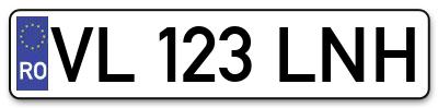 Placuta inmatriculare numar auto  VL-123-LNH, VL 123 LNH, VL123LNH