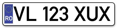 Placuta inmatriculare numar auto  VL-123-XUX, VL 123 XUX, VL123XUX