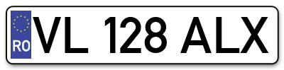Placuta inmatriculare numar auto  VL-128-ALX, VL 128 ALX, VL128ALX