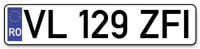 Placuta inmatriculare numar auto  VL-129-ZFI, VL 129 ZFI, VL129ZFI