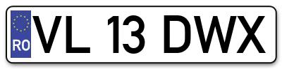 Placuta inmatriculare numar auto  VL-13-DWX, VL 13 DWX, VL13DWX