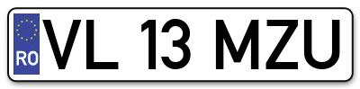 Placuta inmatriculare numar auto  VL-13-MZU, VL 13 MZU, VL13MZU