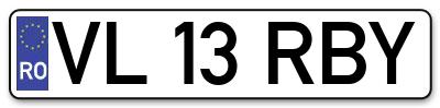 Placuta inmatriculare numar auto  VL-13-RBY, VL 13 RBY, VL13RBY