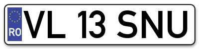Placuta inmatriculare numar auto  VL-13-SNU, VL 13 SNU, VL13SNU
