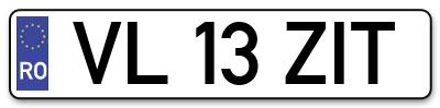 Placuta inmatriculare numar auto  VL-13-ZIT, VL 13 ZIT, VL13ZIT