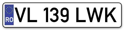 Placuta inmatriculare numar auto  VL-139-LWK, VL 139 LWK, VL139LWK