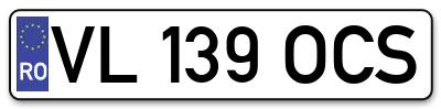 Placuta inmatriculare numar auto  VL-139-OCS, VL 139 OCS, VL139OCS