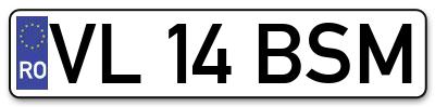Placuta inmatriculare numar auto  VL-14-BSM, VL 14 BSM, VL14BSM