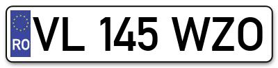 Placuta inmatriculare numar auto  VL-145-WZO, VL 145 WZO, VL145WZO