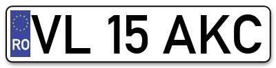 Placuta inmatriculare numar auto  VL-15-AKC, VL 15 AKC, VL15AKC