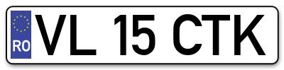 Placuta inmatriculare numar auto  VL-15-CTK, VL 15 CTK, VL15CTK