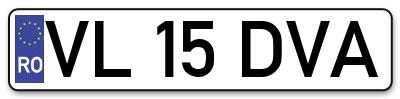 Placuta inmatriculare numar auto  VL-15-DVA, VL 15 DVA, VL15DVA
