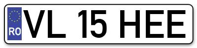 Placuta inmatriculare numar auto  VL-15-HEE, VL 15 HEE, VL15HEE