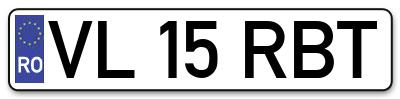 Placuta inmatriculare numar auto  VL-15-RBT, VL 15 RBT, VL15RBT