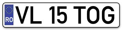 Placuta inmatriculare numar auto  VL-15-TOG, VL 15 TOG, VL15TOG