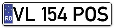 Placuta inmatriculare numar auto  VL-154-POS, VL 154 POS, VL154POS
