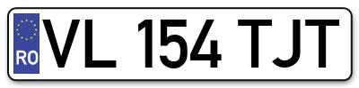 Placuta inmatriculare numar auto  VL-154-TJT, VL 154 TJT, VL154TJT